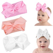 3pcs Baby Girl Headbands with Bows - Soft Stretchy Newborn Bows for Girls, In...