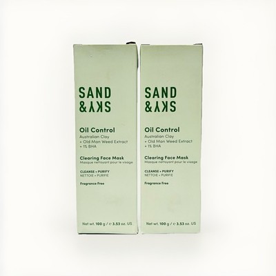 2X Sand & Sky Oil Control Clearing Face Mask Australian Clay 3.53 oz / 100g 