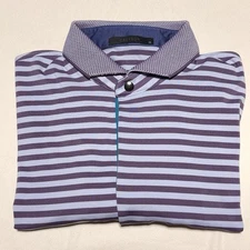 Greyson Golf Shirt Mens Medium Pattern Purple White Striped Barely Worn