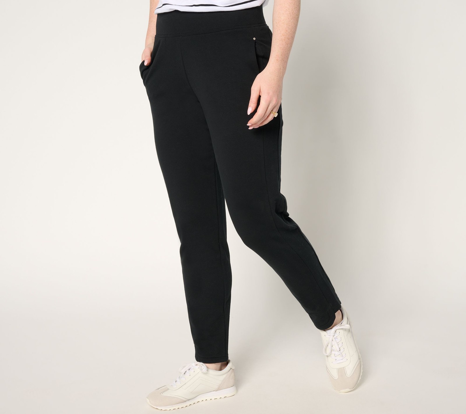 Sport Savvy Women's Petite Pants PS French Terry Full Length Pant Black A681960