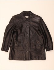 Transit Par Such Damen Ledermantel UK 12 Medium Schwarz Leder DW65