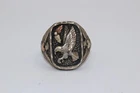 Vintage Black Hills Sterling Silver Eagle Ring 12K Gold Accents Size 14.5 Mens