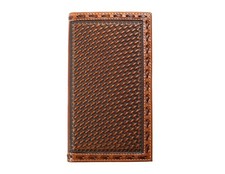 3D Western Wallet Mens Basketweave Trifold Rodeo Brown D250017702