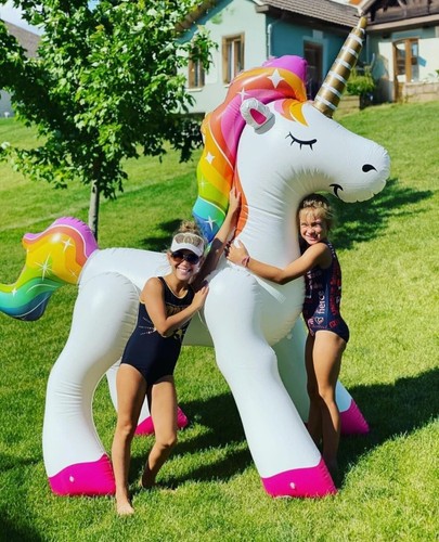 Grande Irrigatore Unicorno Arcobaleno Gonfiabile, Irrigatori Acqua Giocattoli per Estate... - Foto 4 di 8