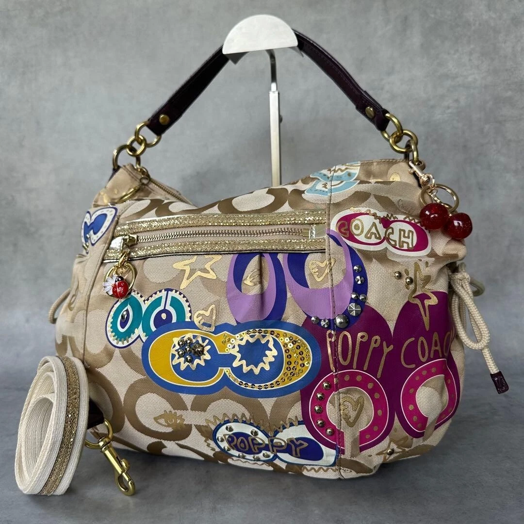 レディース Y2K COACH Poppy Opart Studs Sequin Hobo