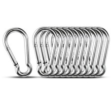 Small Carabiner Clip Hooks, 10pcs 1.57 inch Carabiners Heavy IN, Silver