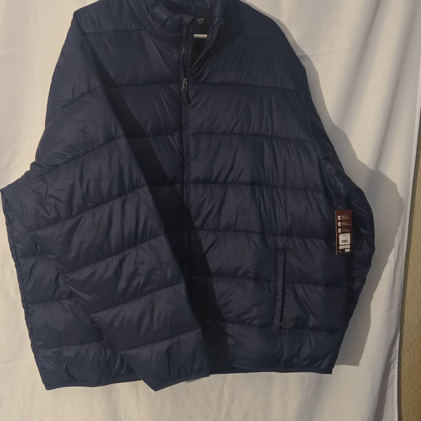 Swiss Tech Men's Navy Blue Mid-Length Puffer Jacket Full Zip Stand-Up Collar 3XL