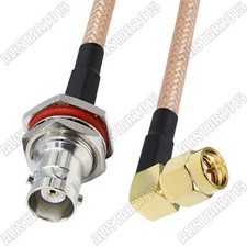 SMA Male Right Angle to BNC Female Nut Bulkhead Lot RF Pigtail Coax Cable RG400