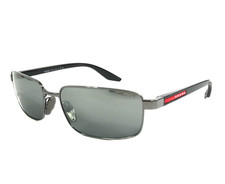 Prada Sunglasses SPSB54 5AV-41A Gunmetal Black Rectangle Frames with Gray Lenses
