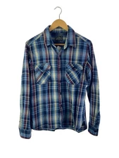 STUDIO D’ARTISAN Long Sleeve Shirt 40 Cotton BLU Check 5660 Yarn-dyed Flannel Sh