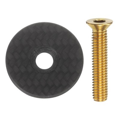 Für Bicycle 1 1/4'' OD Carbon Fiber Headset Stem Cap mit Gold Titanium Bolt