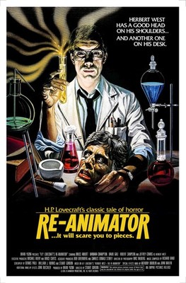 RE-ANIMATOR (1985) - 27''x41'' one sheet sci-fi horror movie poster!