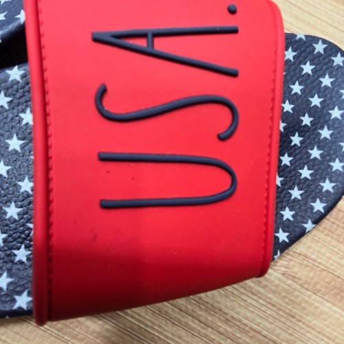 Women’s Rae Dunn USA Red White Blue Slides Shoes Size 9 - Picture 8 of 8