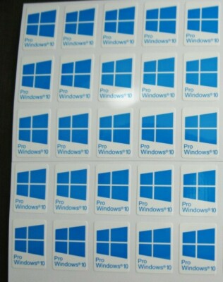 25 PCS Sticker for window 10 Pro Blue Badge Logo Decal Cyan Color 16mm ...
