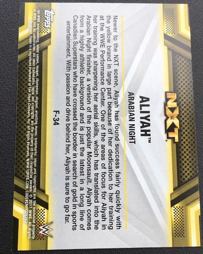 WWE 2017 Topps TNF Finishers #F-34 ALIYAH “ARABIAN NIGHT” - Picture 2 of 2