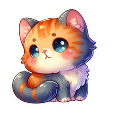 Cute Cat Wall Decal Sticker 18X18cm Large