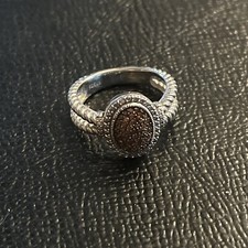 Sterling silver Ring With Rose Colored Diamonds, Size 8