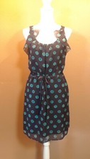 Ann Taylor Loft Navy Blue Size 4 Dress Polka Dot Mini Tie Waist
