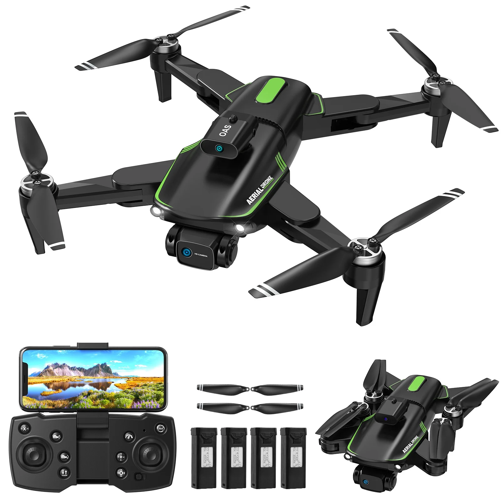 4K Camera Drone for Adults, Dual HD Cameras, Adjustable Lens, Brushless Motor-image