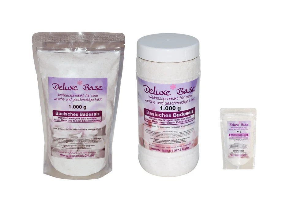 2.080 g Basisches Badesalz Deluxe*Base mit Edelsteinpulve​r für Vollbad & Fußbad