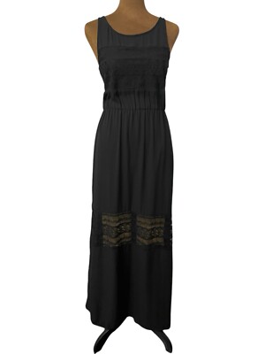 Divided Dress Women s Size 6 Black Lace Embroidered Sheer Fitted Double Split