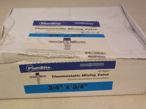 Jones Stephens C77469LF 3/4" PlumBite Push On Thermostatic Mixing Valve, Brass - Picture 2 of 2