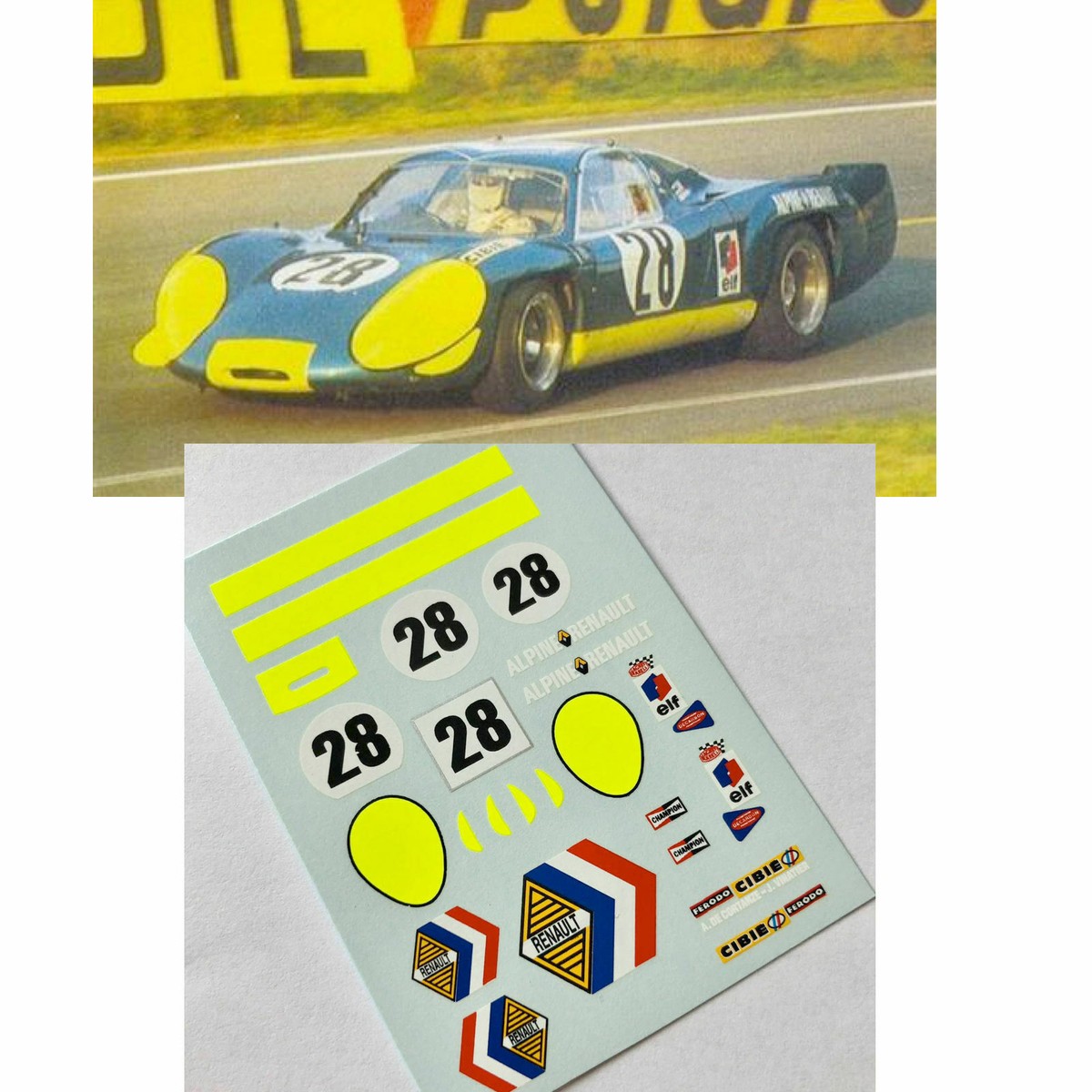 Set De 4 Décalcomanies 1/43 Alpine Renault A220 - Le Mans 1969 - N°28,29,30,31