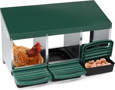 Chicken Nesting Box 3-Compartment Roll-Out w/ Plastic Baskets, Egg Nesting Boxes