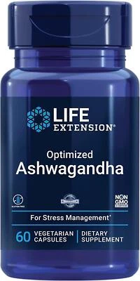 Life Extension Optimized Ashwagandha 60 Vegetarian Capsules Stress Memory Mood