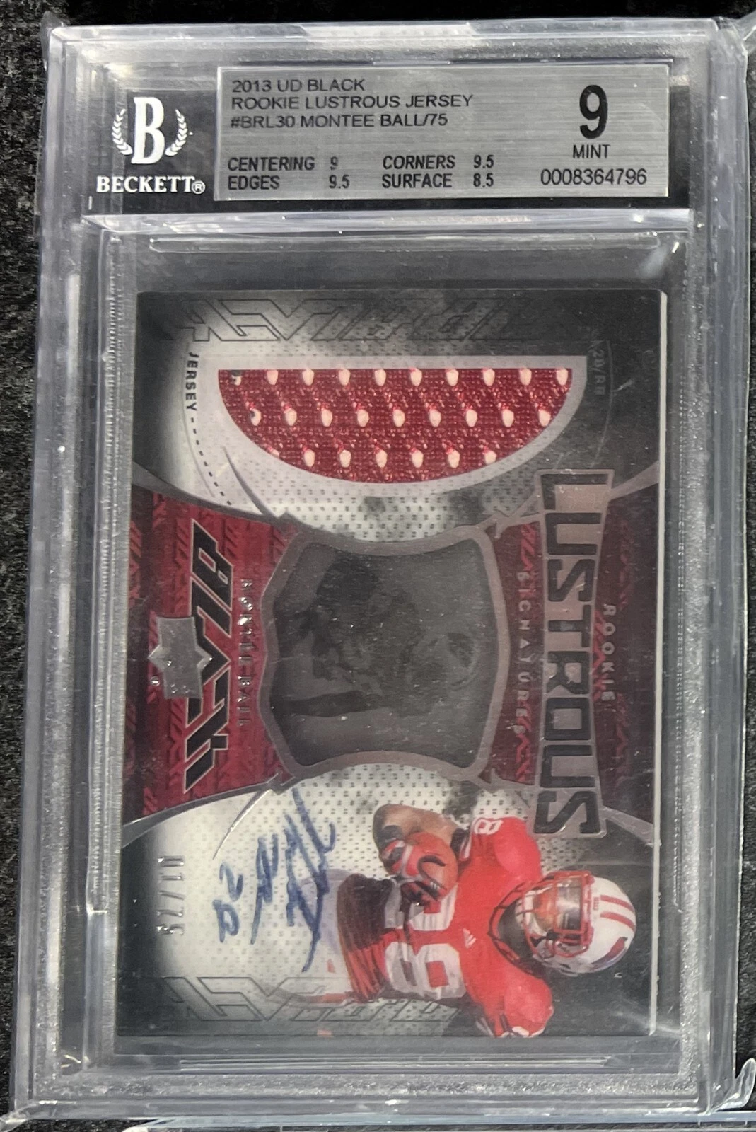 Montee Ball Upper Deck Exquisite Collection Black Rookie Lustrous #BRL30 Jersey Autograph