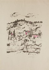 Lithography Lithographie Litografia SCATIZZI Sergio "PAESAGGIO IN TOSCANA"
