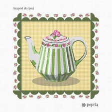 Teapot Striped Needlepoint Kit or Canvas