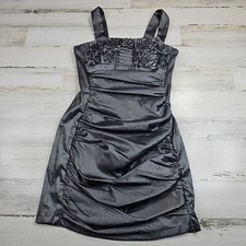 Jessica McClintock Formal Dress Womens 10 Gray Silver Midi Length Sleeveless