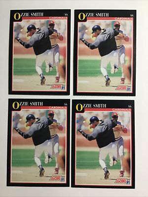 1991 Score  #825 OZZIE SMITH - 4 CARDS LOT - NM-MINT 4614