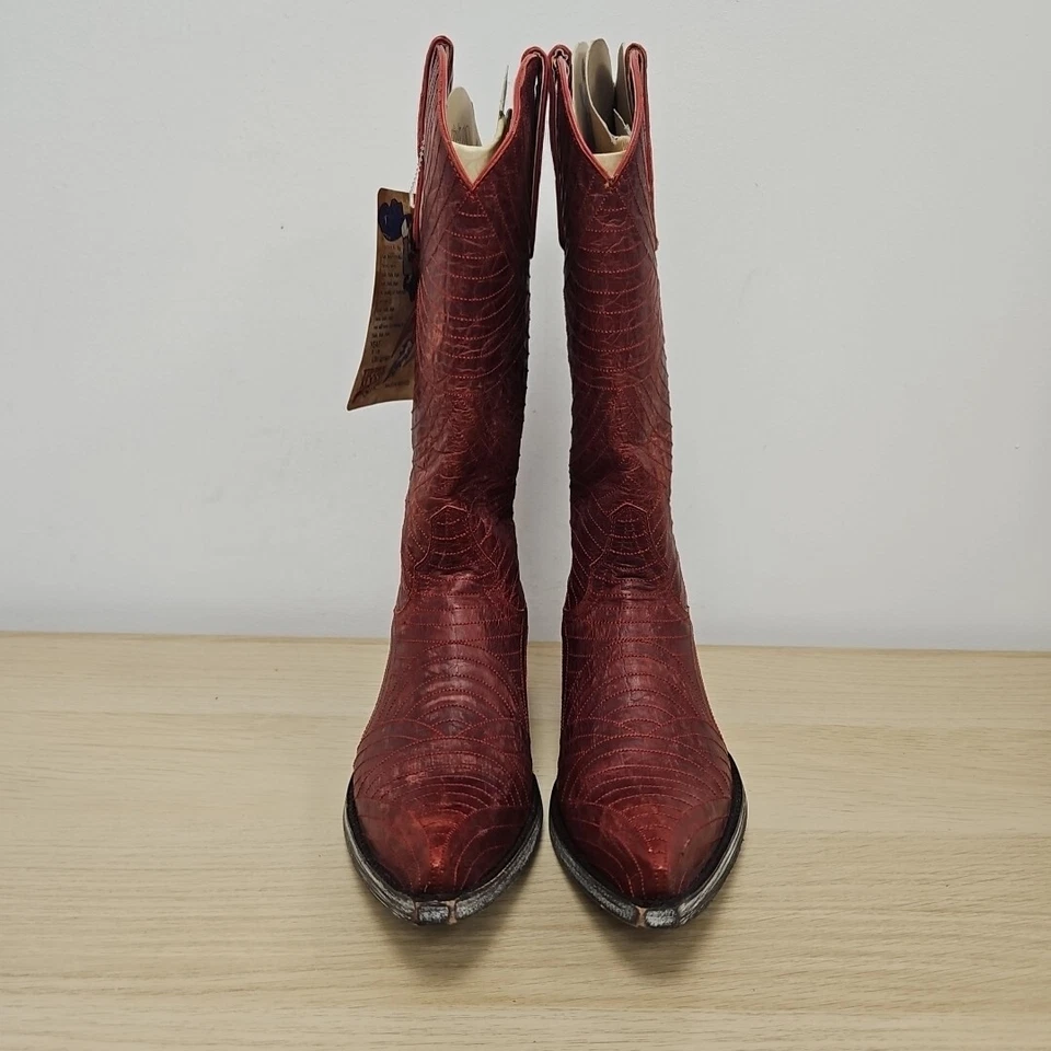 Old Gringo Yippee Kiyay Cowgirl Mid Calf Red Leather Western Rodeo Boots Uk 4.5 - Image 3 of 4