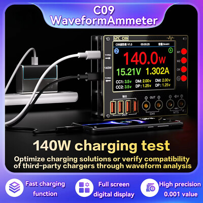 Wellenform-Amperemeter, 0 40 V Eingang,Zweikanal-Spannung,Stromtester,HD-Display