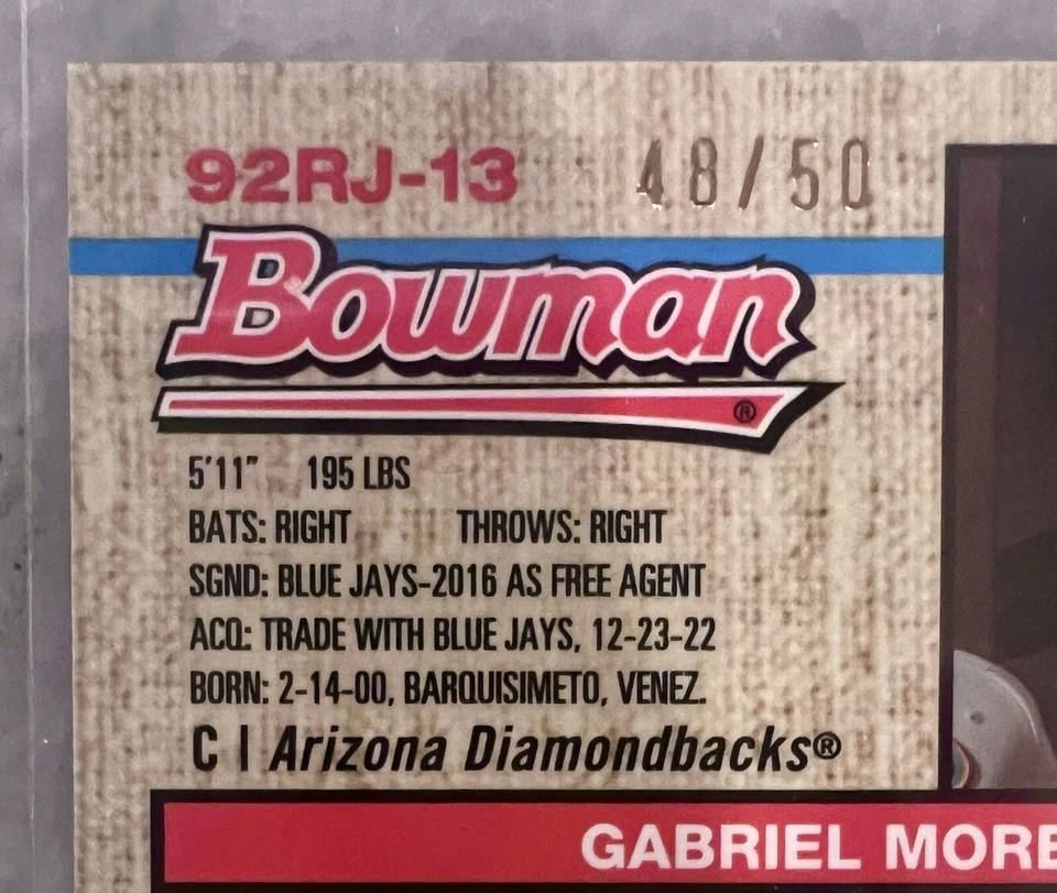 2023 Bowmans Best Gabriel Moreno Silver Lava /50 - Image 3 of 3