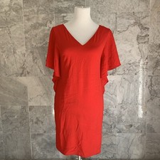 NWT Eliza J Red Flutter Sleeve Tie Back Shift Dress 2