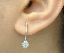 0.35 Carat Natural Round Diamonds Hoops Circle Drop Earrings in 10K Gold