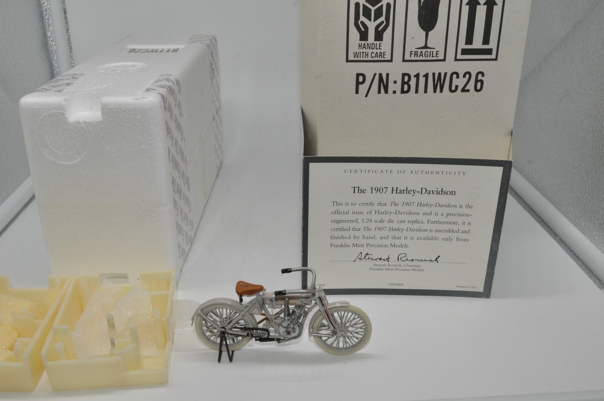 FRANKLIN MINT 1907 Harley Davidson Single B11WC26 1/24 Scale w 