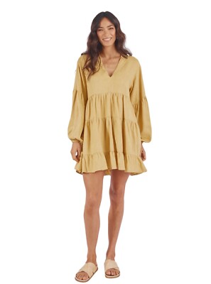 Girl and the Sun Gold Gala Linen Blend Mini Dress Balloon Sleeve Sz. Small $130 | eBay Girl and the Sun Gold Gala Linen Blend Mini Dress Balloon Sleeve Sz. Small $130 | eBay