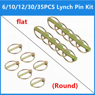 Lynch Hitch Quick Pin Assortment Set w/ Self-locking Retaining Round Rings