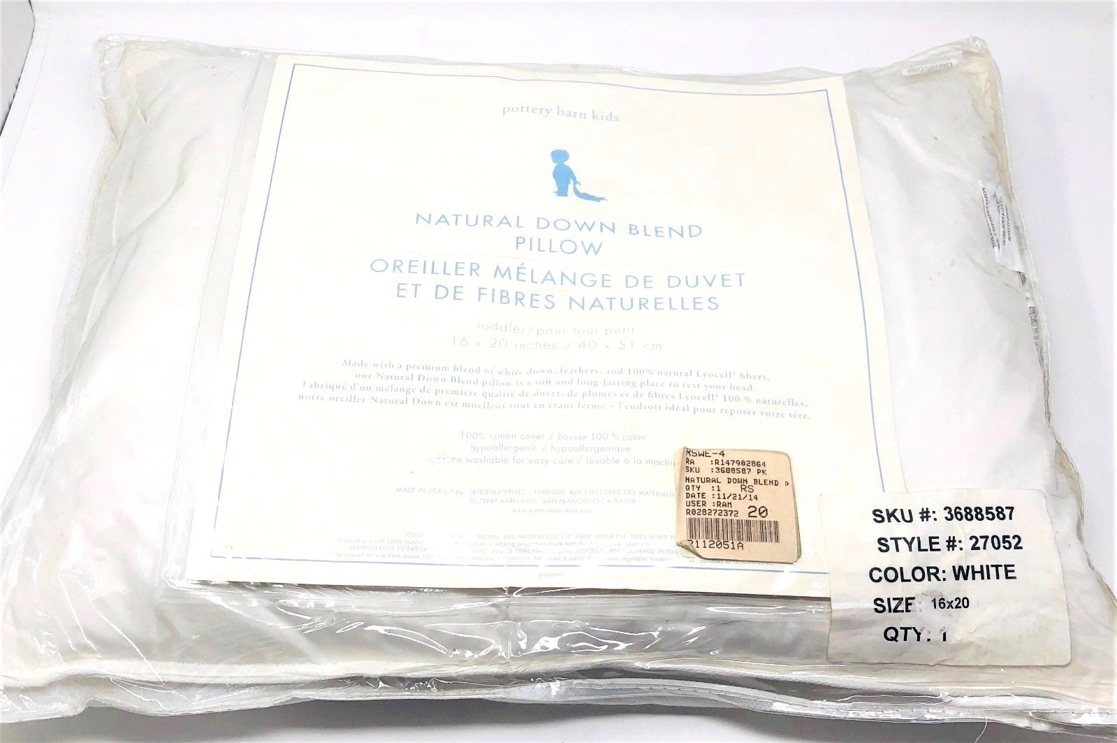 New Pottery Barn Kids Toddler Natural Down Blend Toddler Size