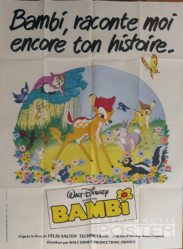 BAMBI - CIERVO / DISNEY / BOSQUE / CONEJO - REEDICIÓN GRAN CARTEL DE PELÍCULA...