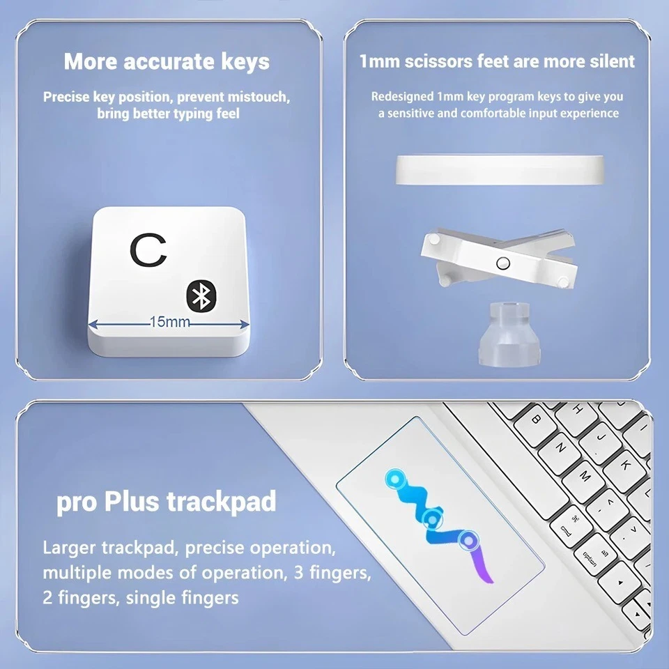 Wireless Bluetooth Magic Keyboard Touchpad Mouse Case for Apple iPad/Windows AU - Image 2 of 4