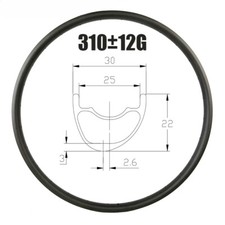29er 650b Tubeless XC Mountain Bike Carbon Rims 30mm Wide 22mm Deep 24 28 32H