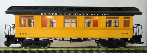 COCHE DE PASAJEROS ESCALA G HLW 06217 DENVER & RIO GRANDE WESTERN #150 con iluminación y M/W | Condition: Used