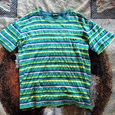 Missoni Men Wrinkled Design T-Shirt Multi-Stripes M Size Luxury Elegant Unique