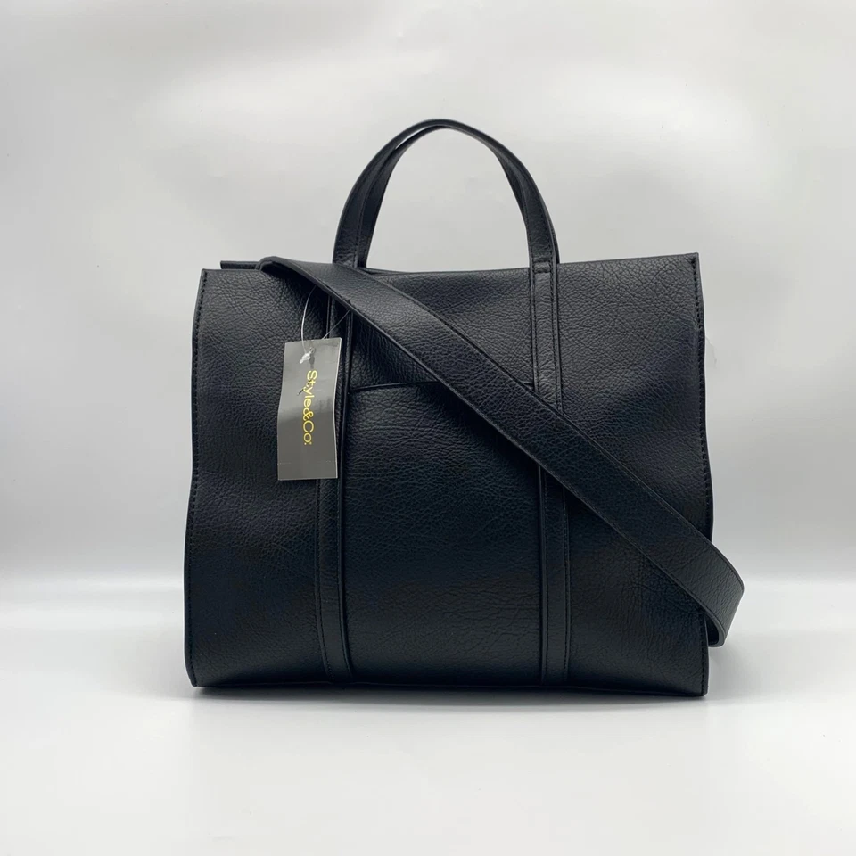 Style & Co Black Medium Boxy Tote - Imagem 3 de 4