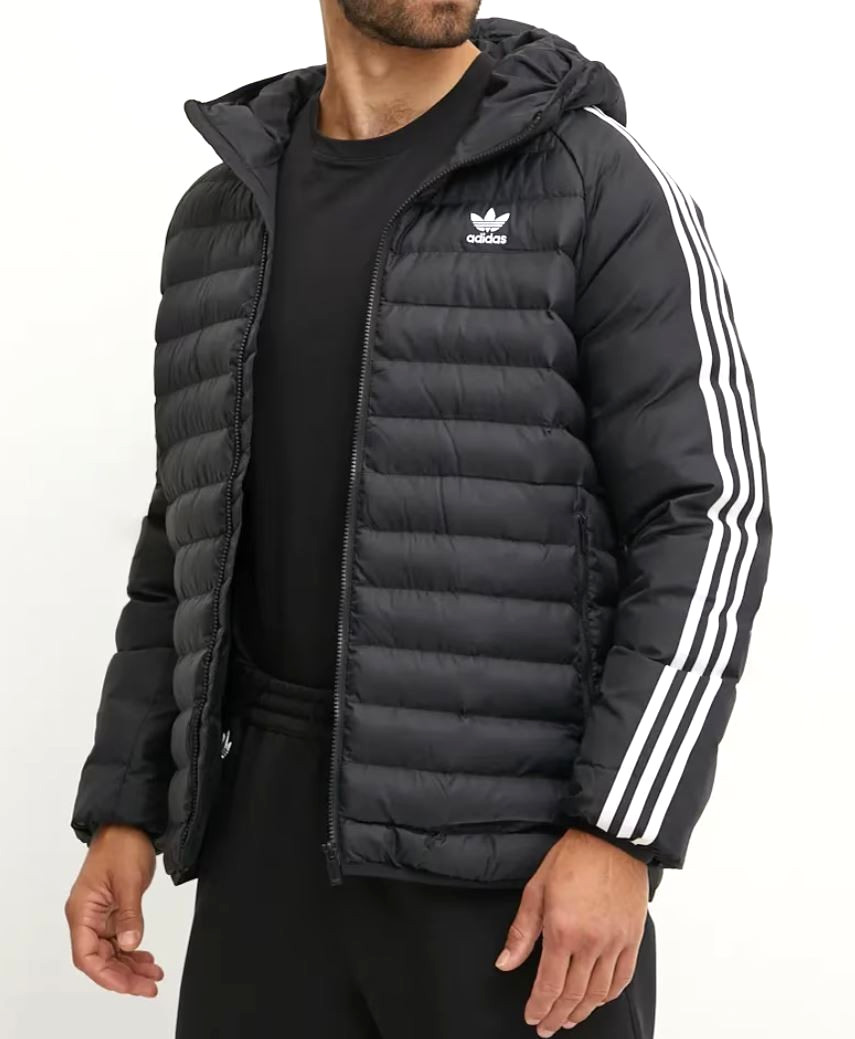 adidas Originals 3 Stripes Padded Hooded Full Zip Jacket Mens IZ1842